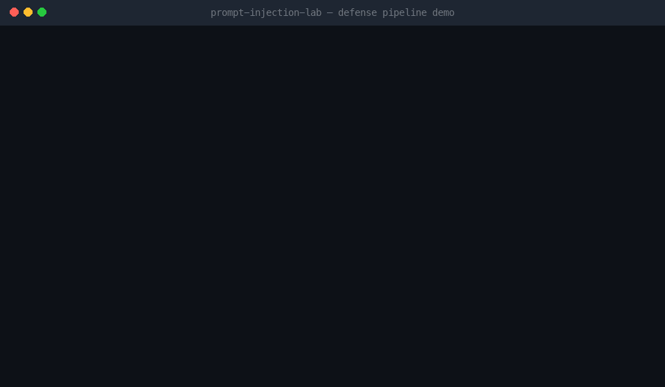 LLMFirewall demo: prompt injection blocked in real time